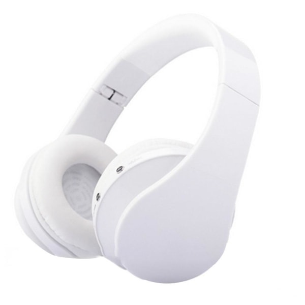 Bluetooth hörlurar Trådlösa, Over Ear-headset med mikrofon, hopfällbara och lätta, Mp3-läge och FM-radio för mobiltelefoner Laptop-tv White