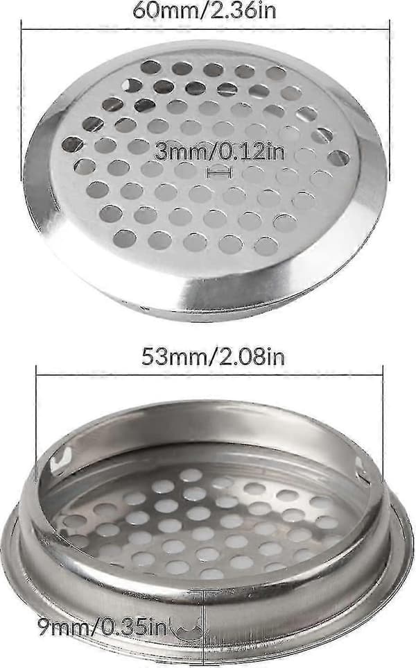 30-pack 53mm Runda Luftventilationshål Runda Luftventilationsgaller i Rostfritt Stål