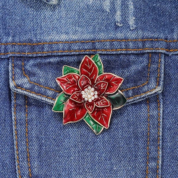 Rød julestjerne broche, julerød julestjerne blomsterbroche, velegnet til piger.