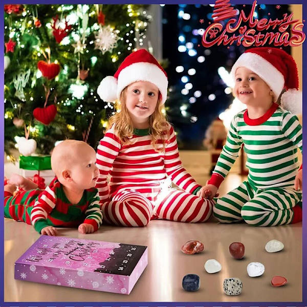 1uppsättning julmalm adventskalender 24 dagars semesternedräkning adventskalendrar Presentförpackning med kristallstenar Ädelstenar Sten julklapp style 3