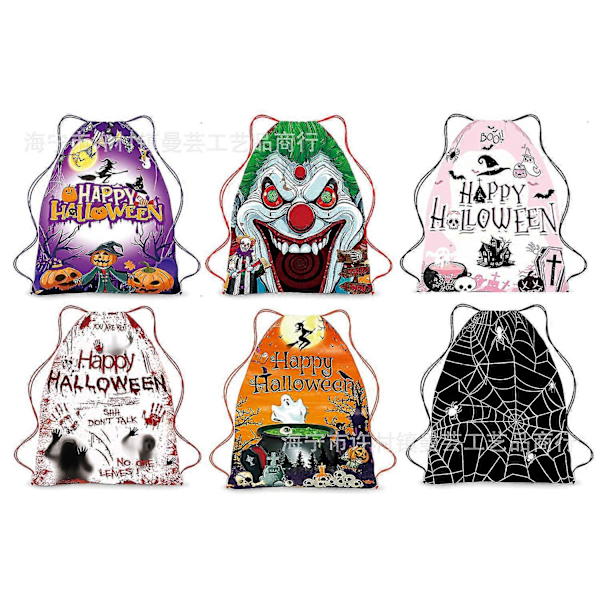Halloween Dobbelt Skulder Snøre Rygsæk Taske Halloween Bærbar Opbevaringstaske Polyester Håndholdt Snøre Taske Bundle Pocket A