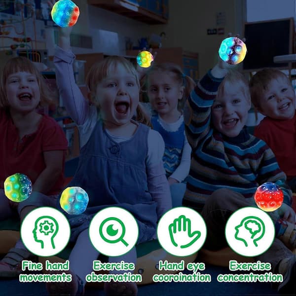 6-pack lysande månbollar, astronomisk studsboll, galaxboll, höghopp gummiboll, studsande hoppboll, planet studsboll, superhög studs m