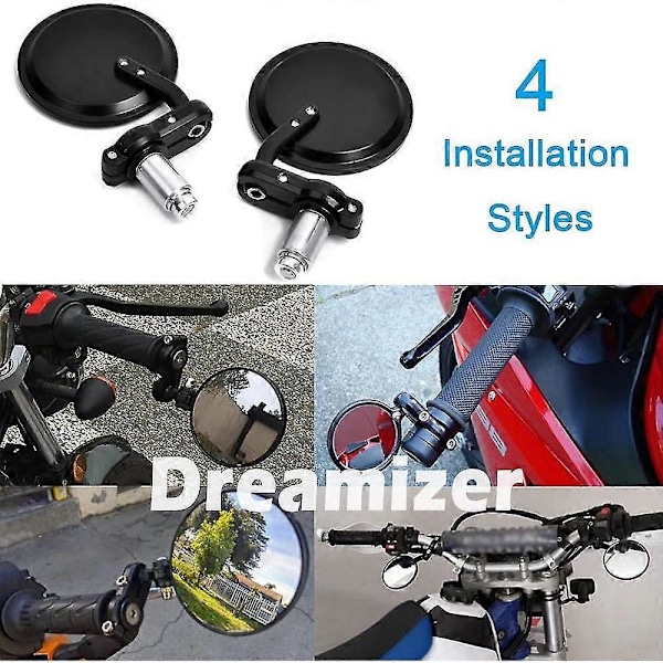 Runda Motorcykelstyre Ändspeglar 7/8\" 22mm, Motorcykelspegel För Street Sport Bikes Cruiser HYZ