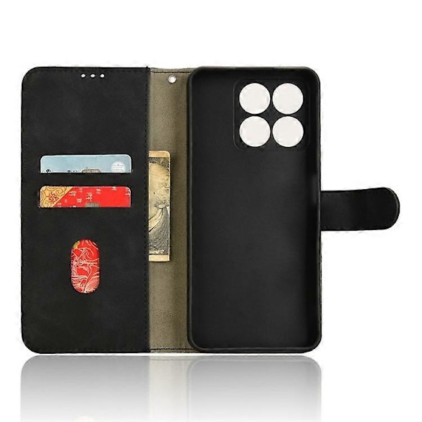 Kompatibel for ZTE Blade A35 / A55 Lærveske Hudfølelse Anti-Drop Lommebok Flip Telefondeksel Black
