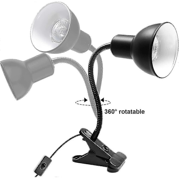 Skildpadde Varmelampe Til Reptil Akvarium, Skildpadde Med 2 Uva Uvb Pære Bage Lampe Justerbar 360 Grader Roterende Klip Til Skildpadde Slange Akvarium