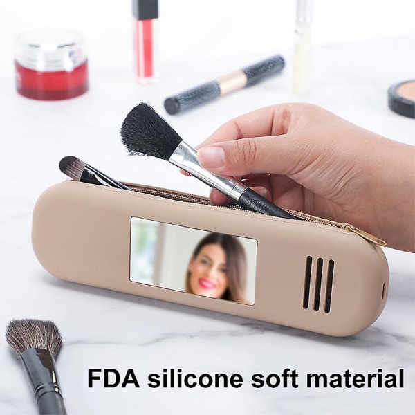 2023 Ny uppgraderad multifunktionell kosmetisk väska Silikon Resesmink Borste Förvaringspåse Makeup Förvaringslåda Puderpuffbox White