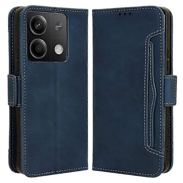 Kompatibelt Skal för Xiaomi Redmi Note 13 5G Slim-Fit PU Läder Telefonställ Plånboksfodral Blue