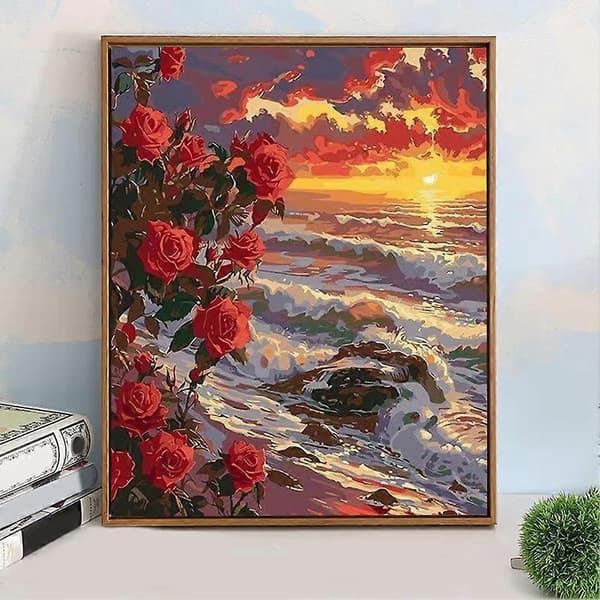DIY Digital Oljemålning Efter Nummer Landskapsmålning Canvas Med Ram Barnleksak A