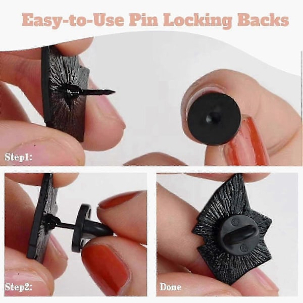 Gummi nålelukninger, 100 stk. reversnålelukninger, broche slips hat badge emblem badge, sort
