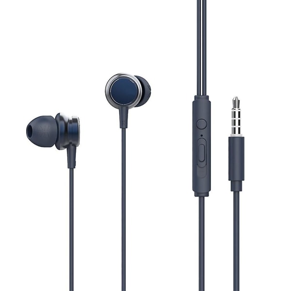 Kablede ørepropper i øret-hodetelefoner med mikrofon, øretelefoner med mikrofon og volumkontroll, basskompatibel med Iphone, Apple, datamaskin, bærbar PC blue