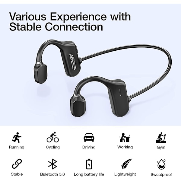 Avoimet kuulokkeet Langattomat kuulokkeet Kevyet Bluetooth urheilukuulokkeet