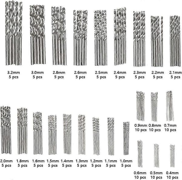 150 Dele Stål Bor Bitsæt Spiralbor Bitsæt 0.4mm-3.2mm Spiralbor Bitsæt Miniature Metal Bor Bitsæt Miniature Bor Bitsæt