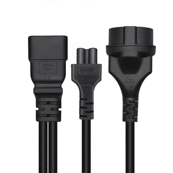 IEC320 C20 til IEC320 C5+EU4.8mm AC-strømadapterkabel, 3 terminaler han til hun strømstik ledning