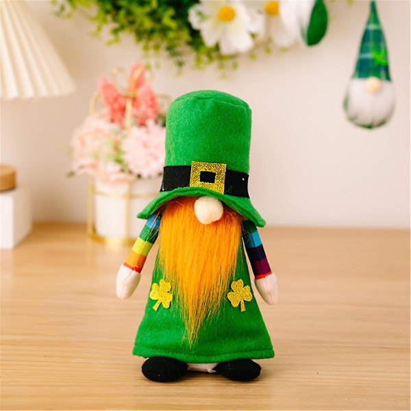 Sesong- og høytidsdekorasjoner St. Patricks dag-dekorasjoner Irsk dag Ansiktsløs dukke Rudolph Goblin Nisser Håndlagde gave dekorasjoner Q