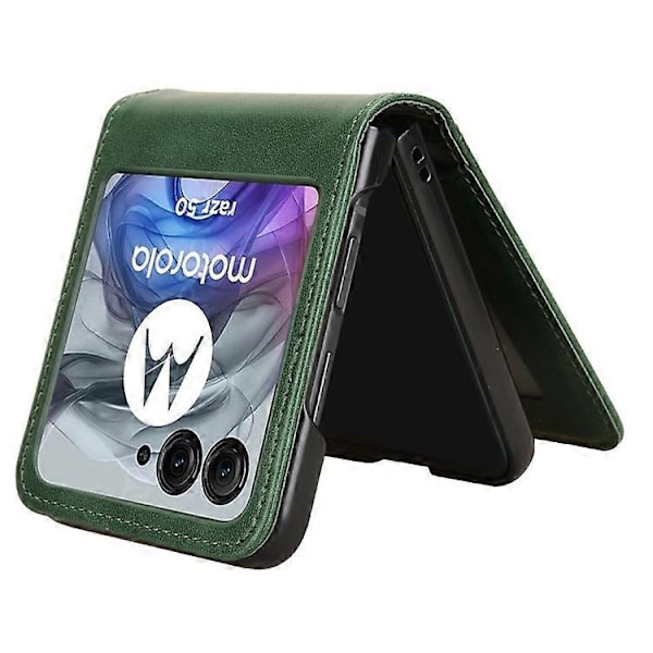 Kompatibelt Plånboksfodral för Motorola Razr 50 5G Stöttåligt Läder Telefonskal Green