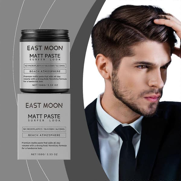 Mat Paste - Hårstylingpaste til mænd med stærkt hold og mat finish - Stylingcreme med kokosnød og candelillavoks - Silikonefri - 100 g 2PCS