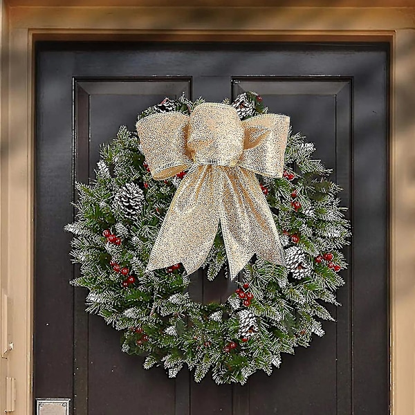 8 st Glitter Julkrans Rosett Julgransprydnader Rosetter För Julfest Dekor bd