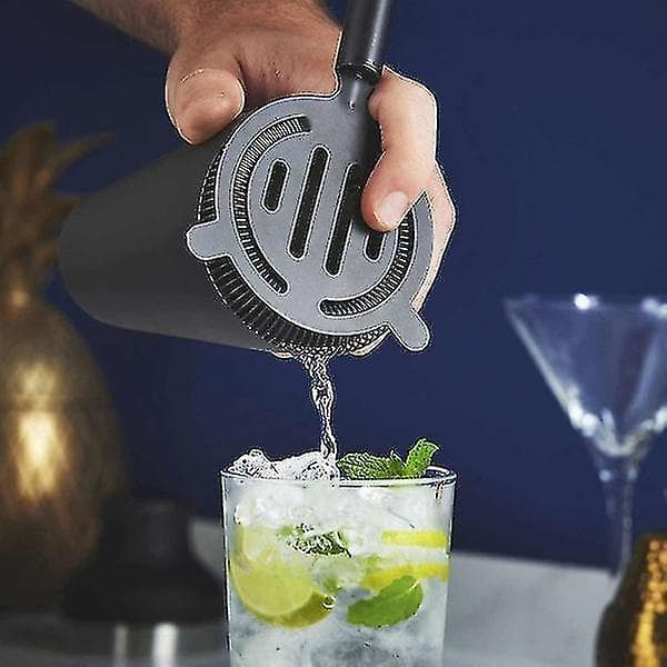 Bartender Kit Med Shaker & Tilbehør - Barsæt / Cocktail Sæt Sorte Barværktøjer Cocktail Maker Rustfrit Stål Mat Sort Mixer Komplet Sæt