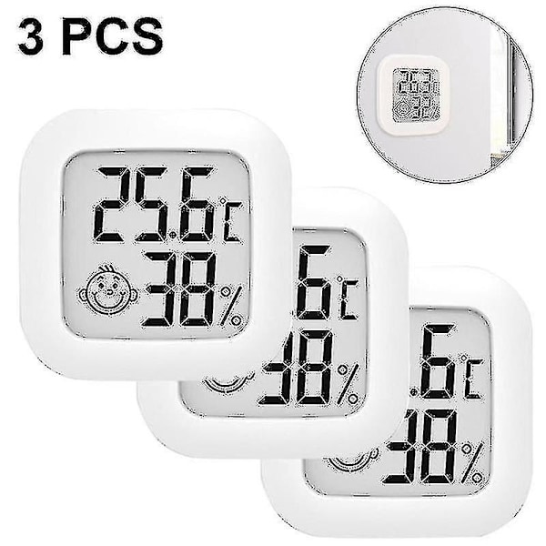 3-pack inomhus termometer, hygrometer, digital hygrometer, rums termometer för hemmet, hög noggrann temperatur- och fuktighetsmonitor för rep