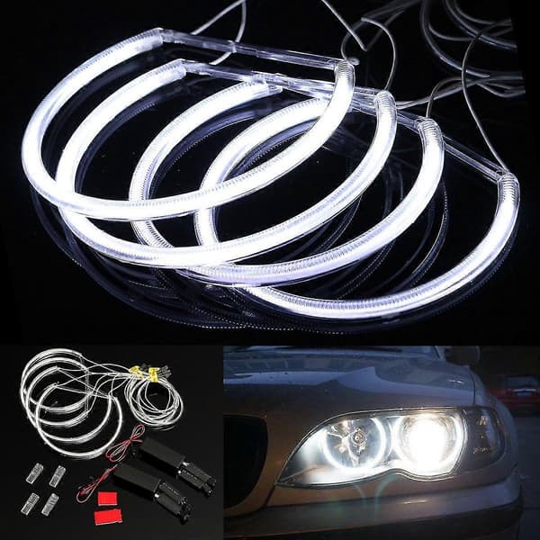 4x Ccfl Angel Eye Halo Led Ring Lys Hvid Non-Projektor til E46 3 Serie