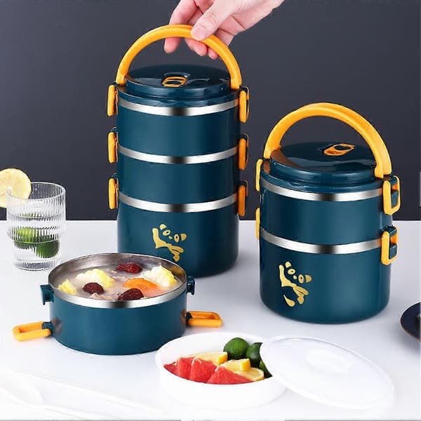 Stor Kapasitet Matboks i Rustfritt Stål Japansk Stil Termisk Bento Matbokser for Studenter Kontorarbeidere 3 Layers