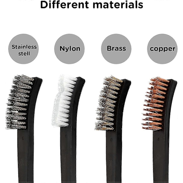 9 Deler Mini Wirebørste- og Plukkesett, Dobbeltsidig Messing, Kobber og Nylon Stålbørste og Polymer Metallplukkere for Rengjøring av Sveiseslagg og Rust A