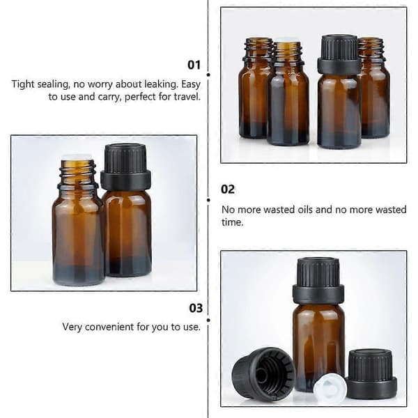 20 st 15 ml eteriska oljeflaskor bärnstensfärgade glasflaskor påfyllningsbar provbehållare