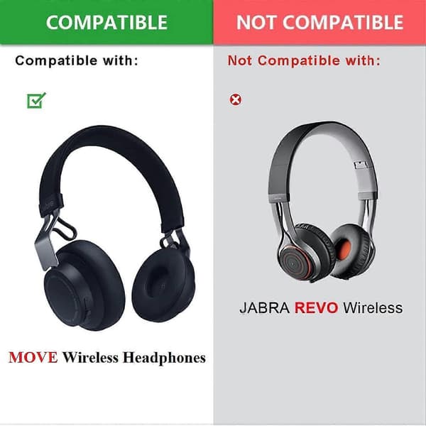 Protein Leather Erstatningsøreputer Øreputer Øreputer For Jabra Move Wireless On-ear Bluetooth Hodetelefoner (svart/blå)