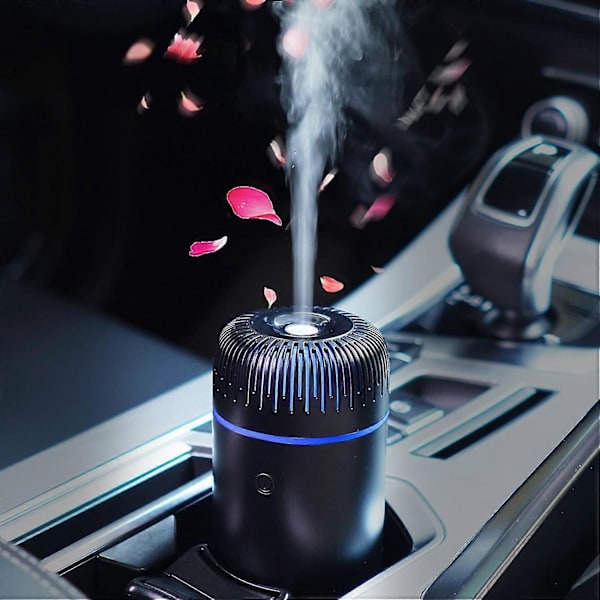 Bildiffuser Luftfukter Aromaterapi Eterisk Olje Diffuser USB Kjølig Tåke Mini Bærbar Diffuser for Bil Hjem Kontor Soverom (Svart)