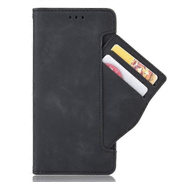 Yhteensopiva vivo Y76 5G PU-nahkainen korttipaikallinen suojakotelo, jossa on kaksoismagneettilukko, lompakkoteline ja puhelinkuori Black