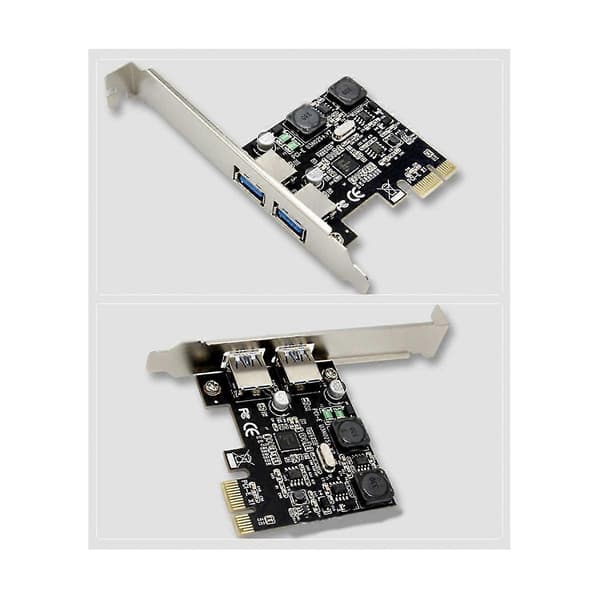 PCI Express X1 till USB 3.0 5Gbps 2-Port Typ C Expansionskort Hub Adapter Controller för Stationär PC