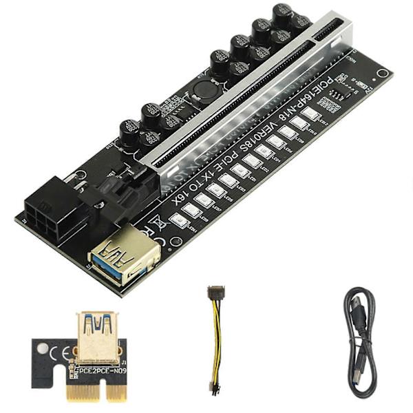 VER018S PCI-E Extender Riser 1x til 16x USB 3.0 LED Kort PCI-E Adapter Til GPU