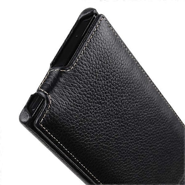 MELKCO Kompatibelt Skal för Samsung Galaxy Note20 / Note20 5G Äkta Läder+PC Vertikalt Flip Fodral Black