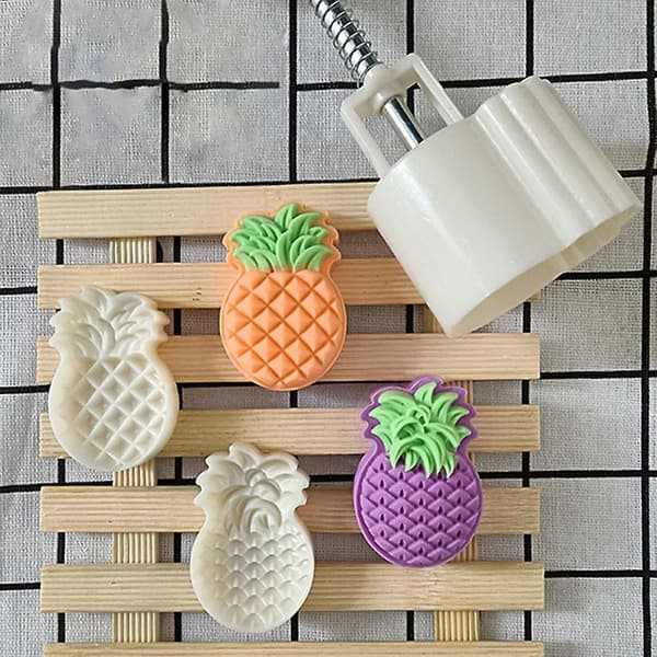 Plast Mooncake Form Ananas Stempel Kakeform Cookie Cutter for Midt-Høst