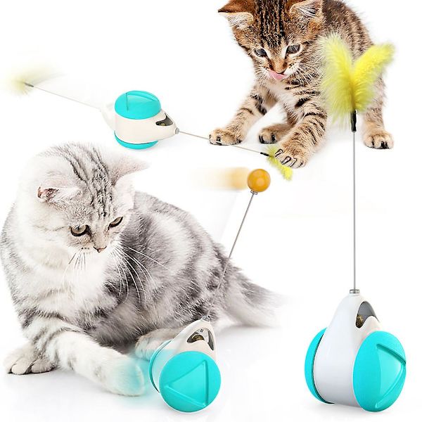 Cat Feather Ball Tumbler Balans Pet Leksaker Teaser Chasing Roller With Catnip Kitten Interactive Toy