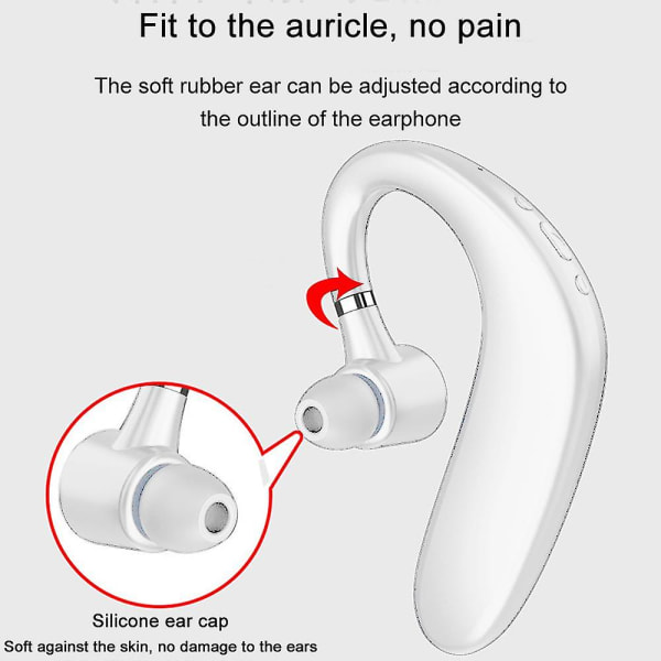 Bluetooth-hodesett, trådløs Bluetooth-øretelefon V5.0 35 timers taletid Håndfrie øretelefoner med støyreduksjon Mic kompatibel med iPhone og Androi white