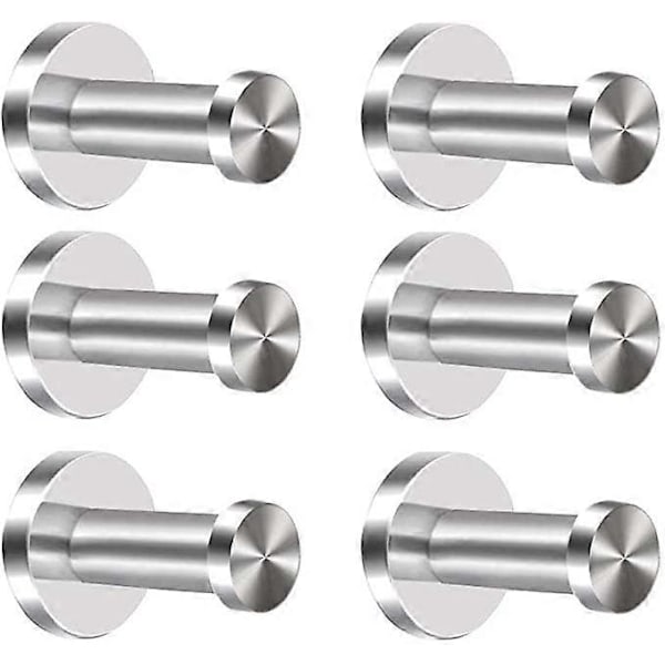 Knager 6 stk. 304 Rustfrit Stål Frakke Knager Vægmonteret Dør Knager Krom Cylinder Håndklæde Knage Kraftig Børstet Nikkel Morgenkåbe Knager (5cm)