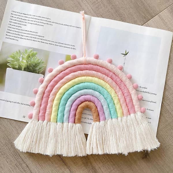 Regnbue Vægophæng Ornamenter 8 Linjer Macrame Gobeliner Kvaster Vævet Regnbue