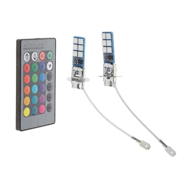 2 stk 880 881 H1 H3 RGB LED Bil Frontlys Tåkelys Pærer H3 Plugg-E