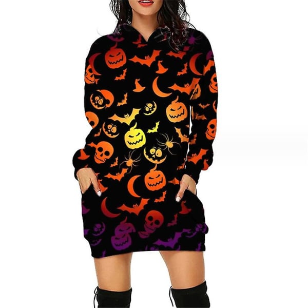 Halloween muotihupparit minimekko naisille Halloween Hocus Pocus -asu syksyinen pitkähihainen hupullinen mekko style 11 3XL
