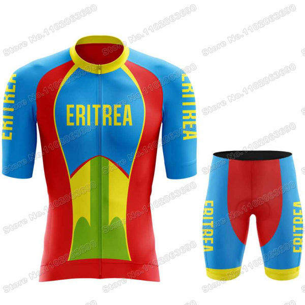 Team Eritrea 2023 Cykeltröja Set Sommar Cykelkläder Herr Road Bike Shirts Kostym Cykel Bib Shorts MTB Riduniform 3 3XL