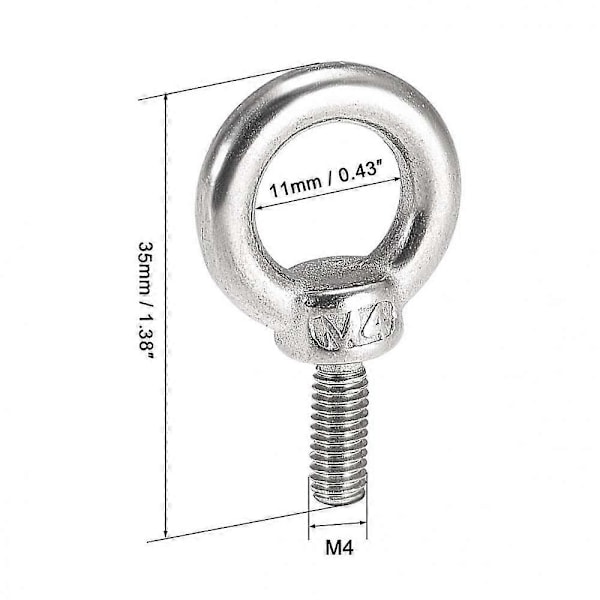 10-pakning M4*10 Øyebolter 304 Rustfritt Stål Ring Marine Bolter Og Diverse Ingeniør Løfteutstyr GQ[