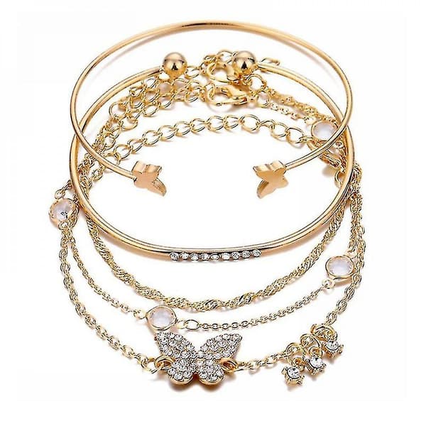 Boho Guldkæde Armbånd Sæt Til Kvinder Piger, Flere Lagdelte Stabelbare Åbne ZYP