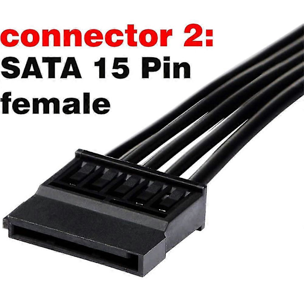 1 stk. SATA strømforsyningsforlængerkabel, 15-benet SATA han til hun forlænger strømkabeladapter til harddisk HDD, SSD, 30 cm