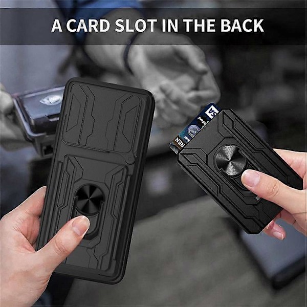 Kompatibel med TECNO Pova 6 4G / 6 Pro 5G Cover PC+TPU Støtteben Telefon Bagside Cover med Kamera Slider Azure