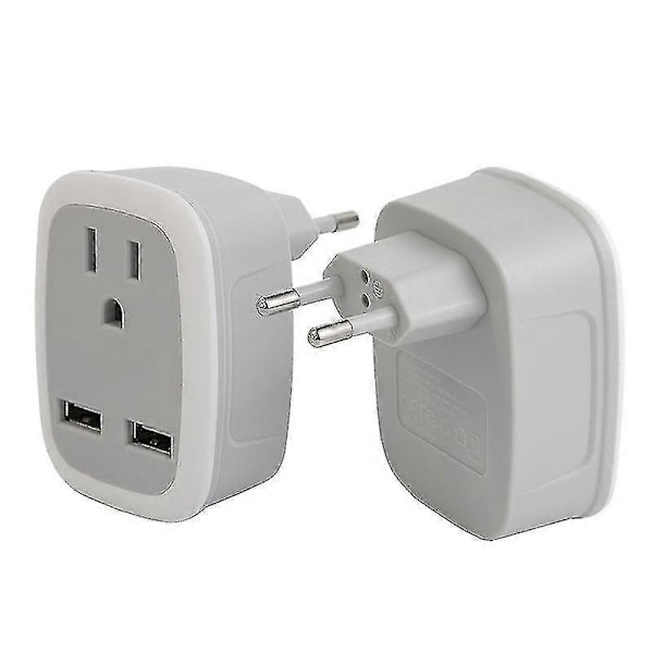 Europeisk Reisepluggadapter, Internasjonal Strømuttaksadapter Med 2 Usb-ZZY
