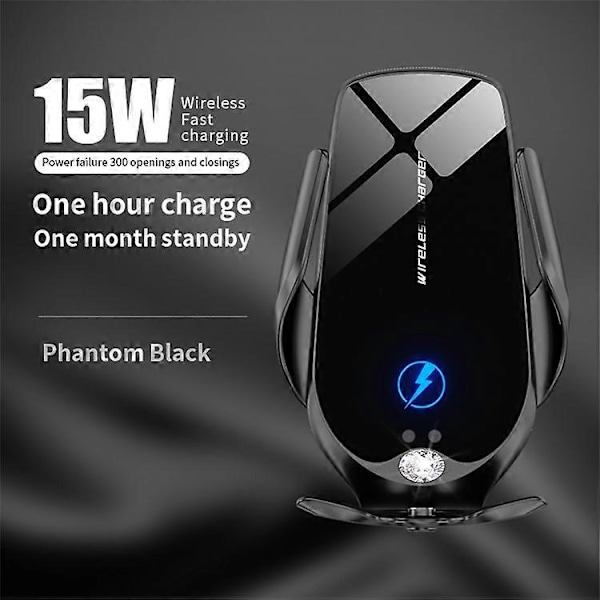 V56 Trådlös Billaddare Fäste Infraröd Induktion Automatisk Fastklämning Luftventil Trådlös Laddare Mobilhållare för Resenavigation Black