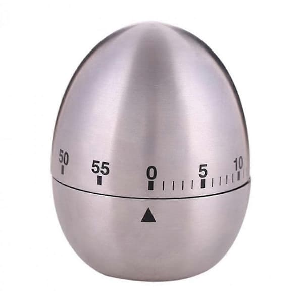 Kjøkken Timer, Eggformet Mekanisk Roterende Alarm Egg Timer Tids Påminnelse Tidsplan i Rustfritt Stål - svart