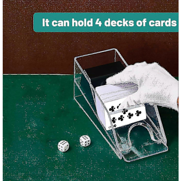 4 Pakka Blackjack-Kenkä Selkeä Akryyli Blackjack-Jao Kenkä Korttien Jakelulaite Pelikorttien Roska-Astioiden Tarjottimet Blackjack-Pelille Pokeri Tarvikkeet