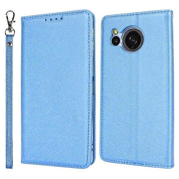 Kompatibelt Plånboksfodral för Sharp Aquos Sense 8 Silkeslen Textur Läder Flip Skyddande Telefonfodral Blue